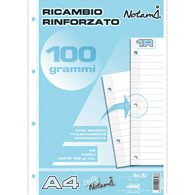 Ricambio rinforzato 100 gr.A4 - 5mm/1Rigo/4mm